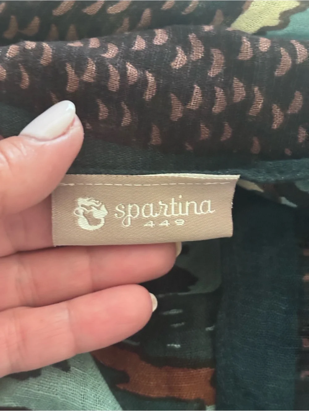 Spartina 449 Teal, Brown and Cream Floral Print Scarf